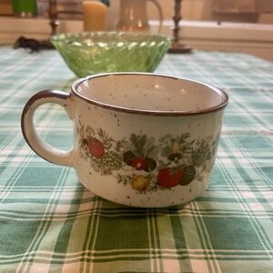 Vintage Stoneware Speckled Soup Bowl Mug Cup Spice of Life with Handle